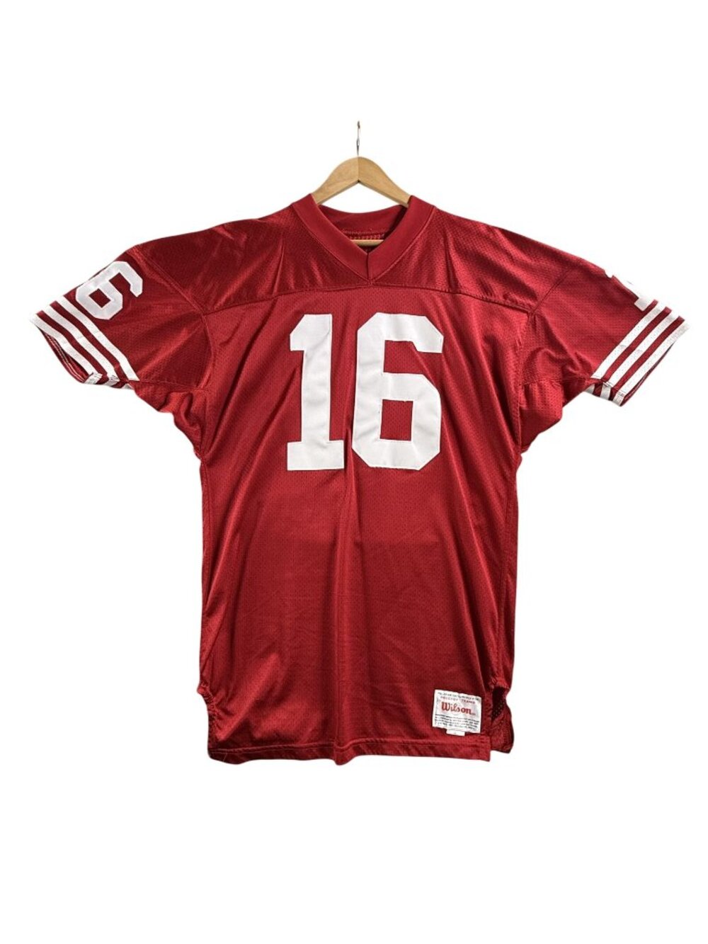 Vintage Joe Montana San Francisco 49ers Jersey Men Large Red NFL Football Wilson